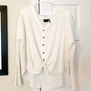Urban outfitters cream thermal button up